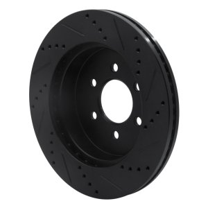 Dodge Dakota Brake Rotor (1) - Front Left - R1 Concepts - Drilled & Slotted - Black - `03-`04